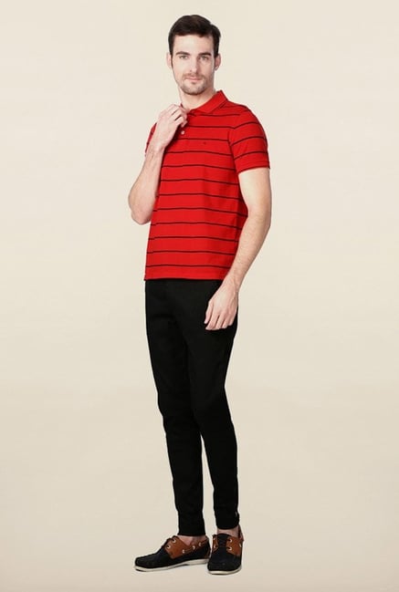 Peter England Red Striped Polo T-Shirt Peter England Red Striped Polo T-Shirt