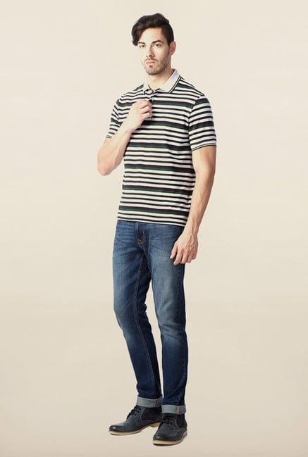 Peter England Multicolor Striped Polo T-Shirt Peter England Multicolor Striped Polo T-Shirt
