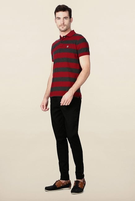 Peter England Red Striped Polo T-Shirt Peter England Red Striped Polo T-Shirt