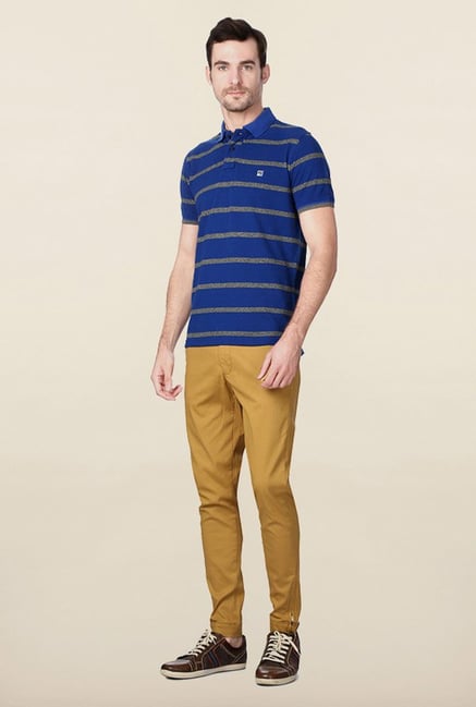 Peter England Blue Polo Striped T-Shirt Peter England Blue Polo Striped T-Shirt