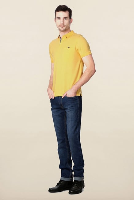 Peter England Yellow Solid Polo T-Shirt Peter England Yellow Solid Polo T-Shirt