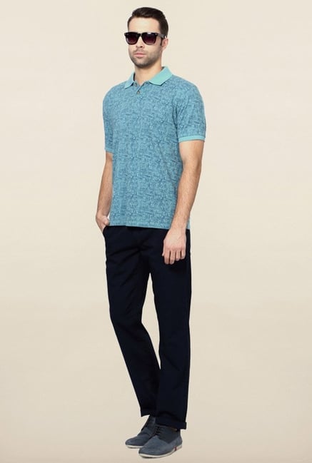 Peter England Blue Printed Polo T-Shirt Peter England Blue Printed Polo T-Shirt