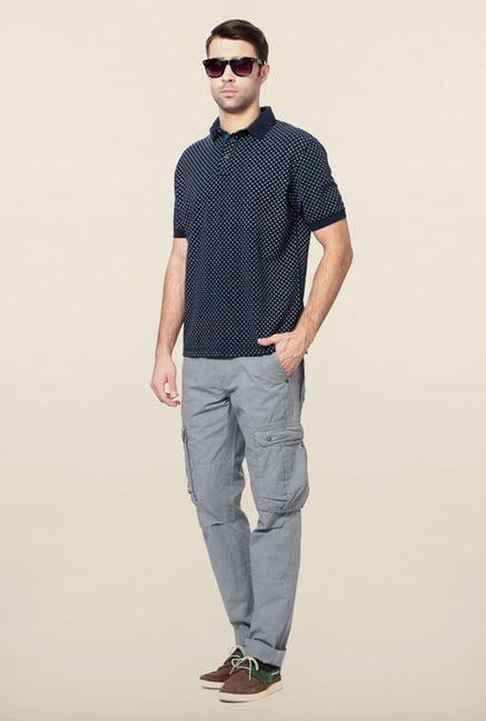 Peter England Navy Dot Print Polo T-Shirt Peter England Navy Dot Print Polo T-Shirt