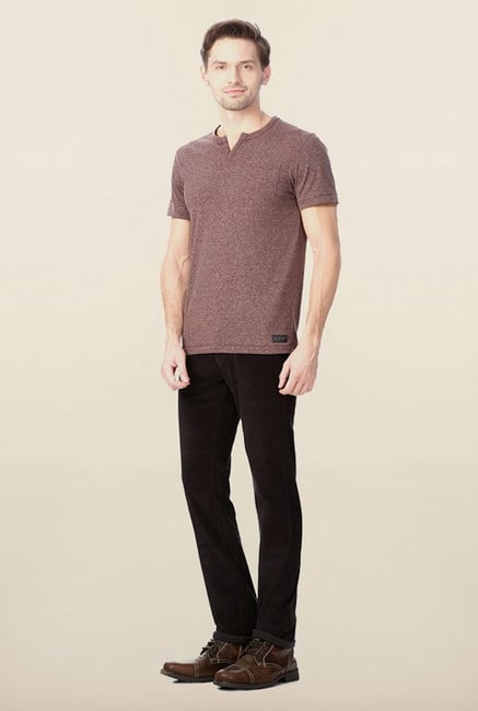 Peter England Brown Solid T-Shirt Peter England Brown Solid T-Shirt