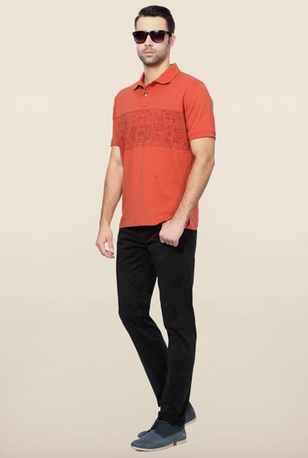 Peter England Coral Printed Polo T-Shirt Peter England Coral Printed Polo T-Shirt