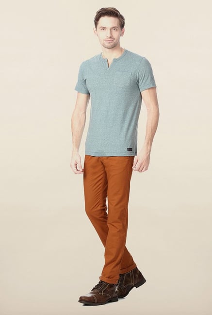 Peter England Grey Solid T-Shirt Peter England Grey Solid T-Shirt