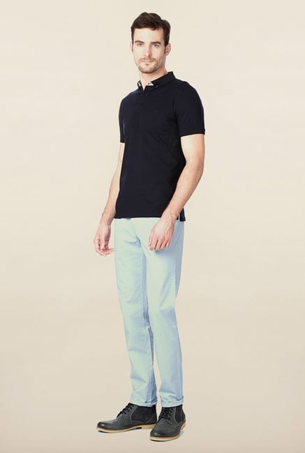 Peter England Navy Solid Polo T-Shirt Peter England Navy Solid Polo T-Shirt