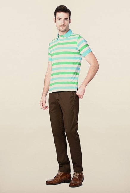 Peter England Multicolor Striped Polo T-Shirt Peter England Multicolor Striped Polo T-Shirt