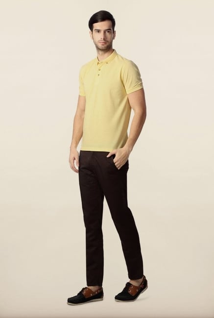 Peter England Yellow Solid Polo T-Shirt Peter England Yellow Solid Polo T-Shirt