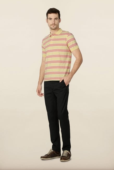 Peter England Yellow Striped Polo T-Shirt Peter England Yellow Striped Polo T-Shirt