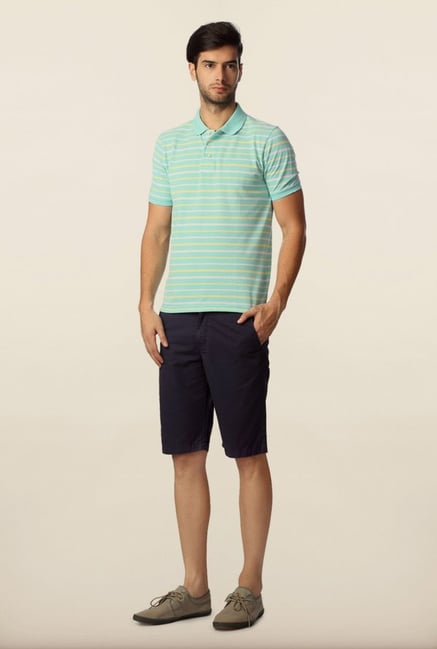 Peter England Light Blue Striped Polo T-Shirt Peter England Light Blue Striped Polo T-Shirt