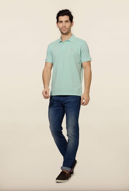 Allen Solly Light Blue Solid Polo T-Shirt Allen Solly Light Blue Solid Polo T-Shirt
