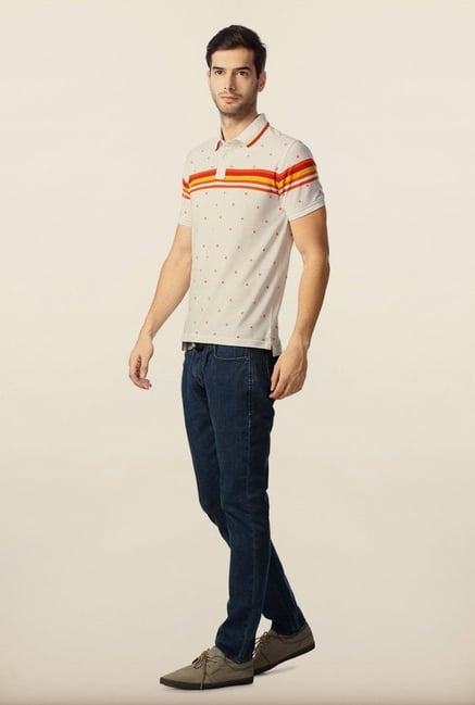 Peter England White Printed Polo T-Shirt Peter England White Printed Polo T-Shirt