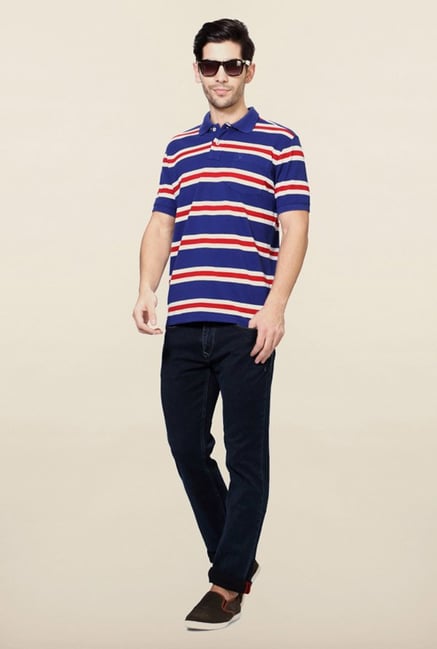 Allen Solly Blue & Red Striped Polo T-Shirt Allen Solly Blue & Red Striped Polo T-Shirt
