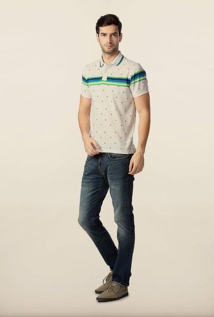 Peter England White Printed Polo T-Shirt Peter England White Printed Polo T-Shirt
