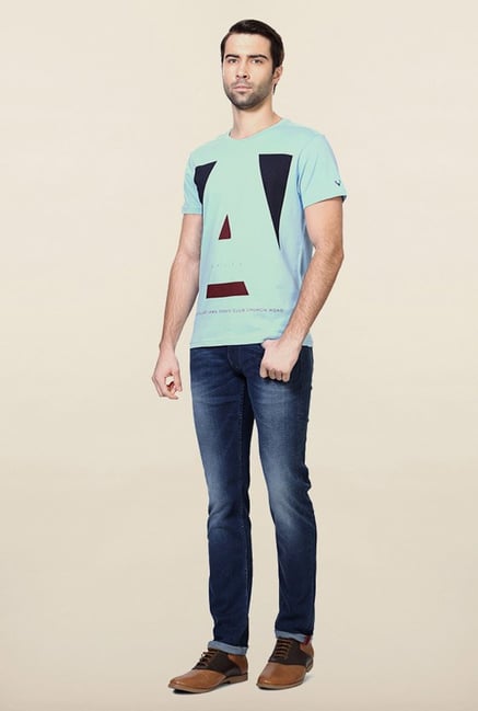 Allen Solly Blue Graphic Print T-Shirt Allen Solly Blue Graphic Print T-Shirt