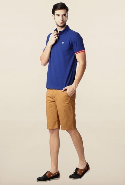 Peter England Blue Solid Polo T-Shirt Peter England Blue Solid Polo T-Shirt
