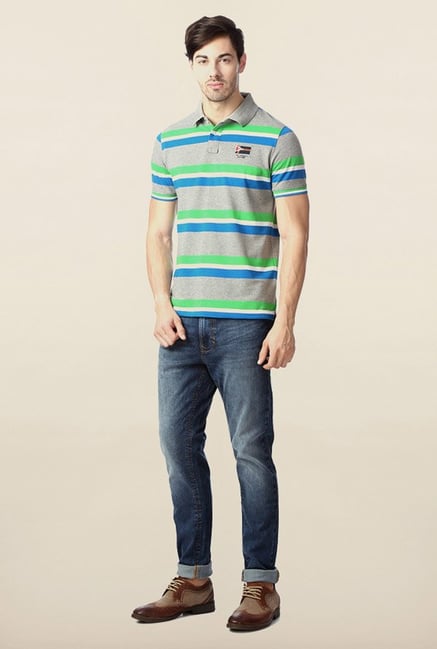 Peter England Multicolor Polo Striped T-Shirt Peter England Multicolor Polo Striped T-Shirt