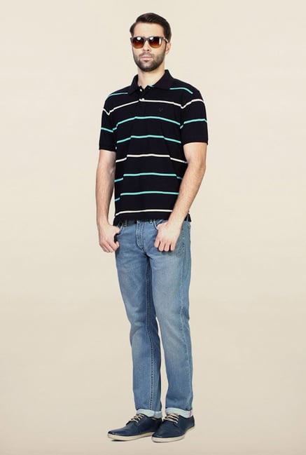 Allen Solly Black Striped Polo T-Shirt Allen Solly Black Striped Polo T-Shirt