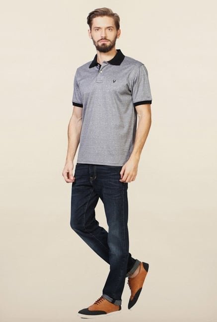 Allen Solly Grey Printed Polo T-Shirt Allen Solly Grey Printed Polo T-Shirt