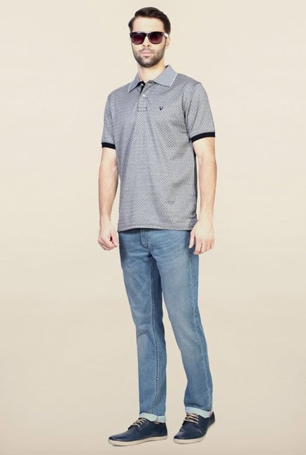 Allen Solly Grey Self Print Polo T-Shirt Allen Solly Grey Self Print Polo T-Shirt