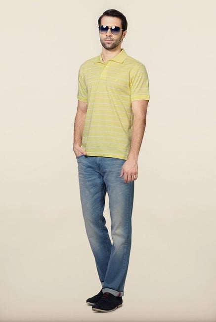 Allen Solly Yellow Striped Polo T-Shirt Allen Solly Yellow Striped Polo T-Shirt
