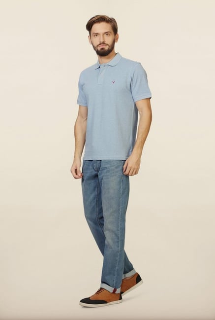 Allen Solly Blue Solid Polo T-Shirt Allen Solly Blue Solid Polo T-Shirt