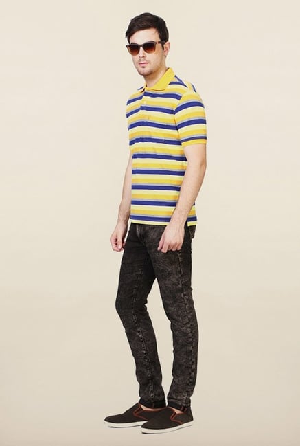 Allen Solly Yellow Striped Polo T-Shirt Allen Solly Yellow Striped Polo T-Shirt