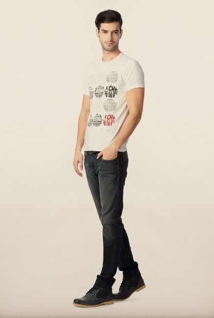 Peter England White Graphic Print T-Shirt Peter England White Graphic Print T-Shirt
