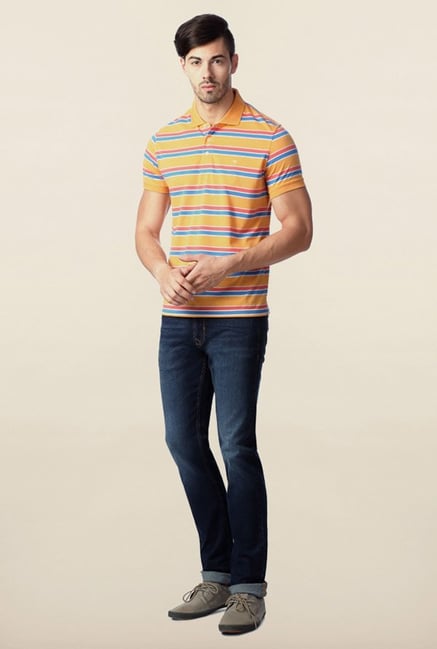 Peter England Yellow Polo Striped T-Shirt Peter England Yellow Polo Striped T-Shirt