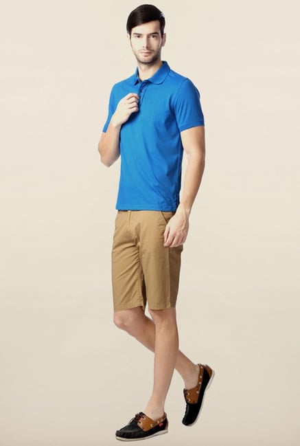 Peter England Blue Solid Polo T-Shirt Peter England Blue Solid Polo T-Shirt