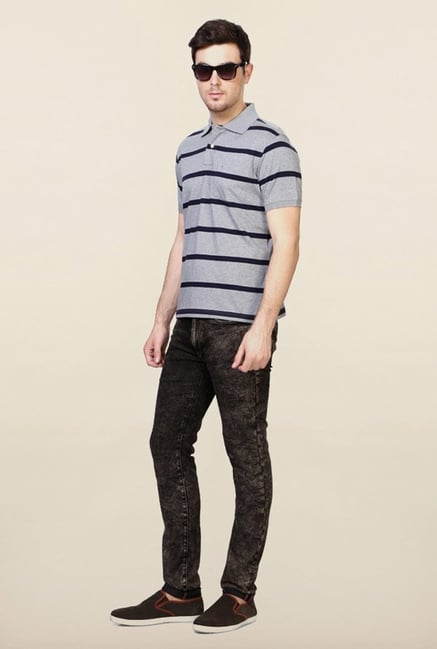 Allen Solly Grey Striped Polo T-Shirt Allen Solly Grey Striped Polo T-Shirt