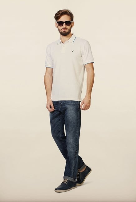 Allen Solly White Solid Polo T-Shirt Allen Solly White Solid Polo T-Shirt