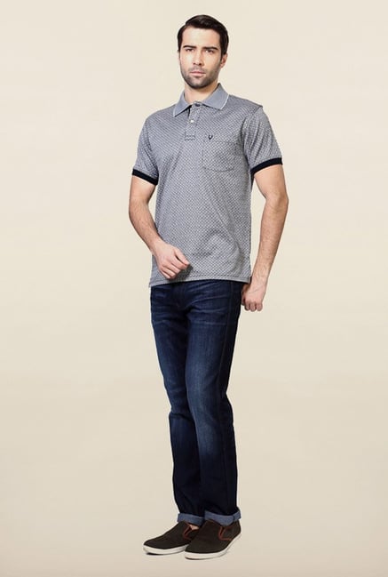 Allen Solly Grey Self Print Polo T-Shirt Allen Solly Grey Self Print Polo T-Shirt