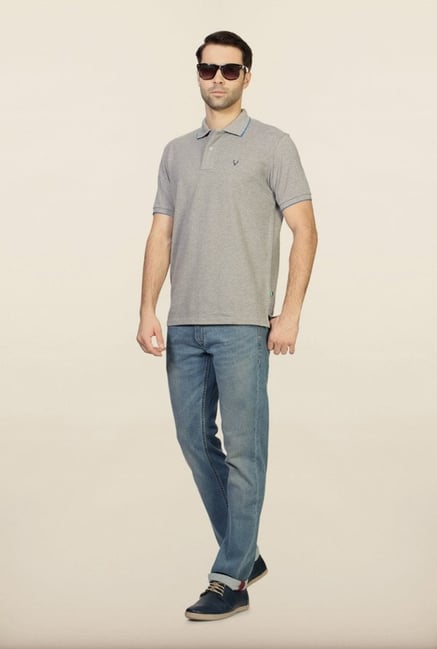 Allen Solly Grey Solid Polo T-Shirt Allen Solly Grey Solid Polo T-Shirt
