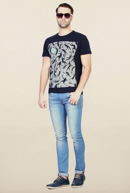 Allen Solly Navy Printed T-Shirt Allen Solly Navy Printed T-Shirt