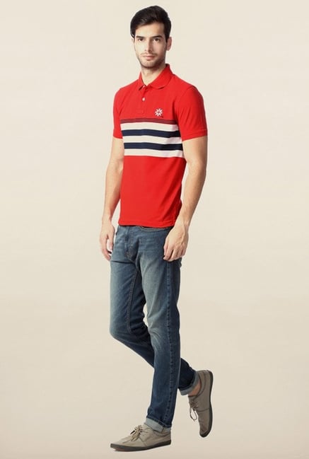 Peter England Red Slim Fit Polo T-Shirt Peter England Red Slim Fit Polo T-Shirt