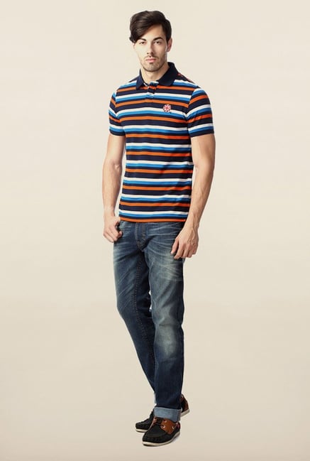 Peter England Multicolor Polo Striped T-Shirt Peter England Multicolor Polo Striped T-Shirt