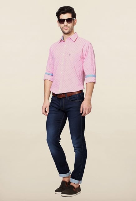 Allen Solly Pink Printed Slim Fit Casual Shirt Allen Solly Pink Printed Slim Fit Casual Shirt