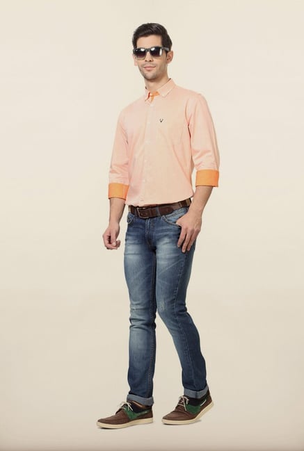 Allen Solly Peach Solid Shirt Allen Solly Peach Solid Shirt