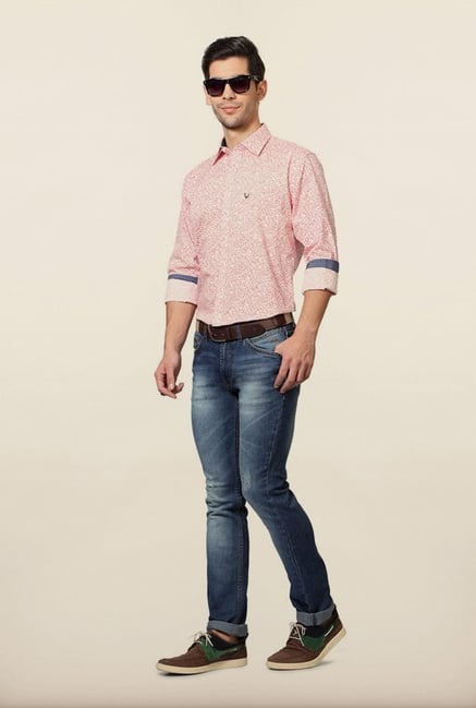 Allen Solly Pink Printed Slim Fit Shirt Allen Solly Pink Printed Slim Fit Shirt