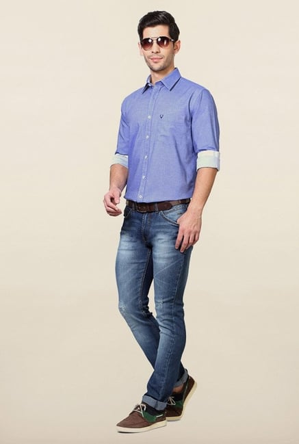 Allen Solly Blue Solid Shirt Allen Solly Blue Solid Shirt