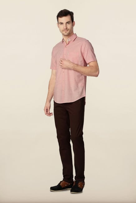 Peter England Pink Solid Casual Shirt Peter England Pink Solid Casual Shirt
