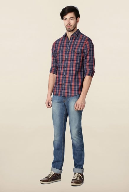 Peter England Navy Checks Casual Shirt Peter England Navy Checks Casual Shirt
