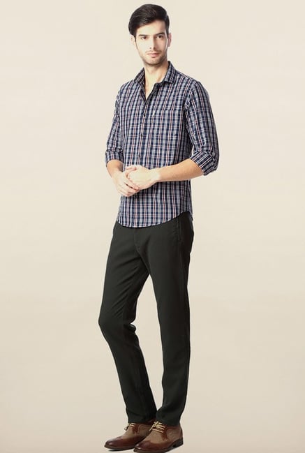 Peter England Navy Checks Casual Shirt Peter England Navy Checks Casual Shirt