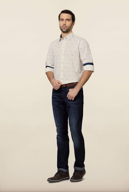 Allen Solly White Printed Casual Shirt Allen Solly White Printed Casual Shirt