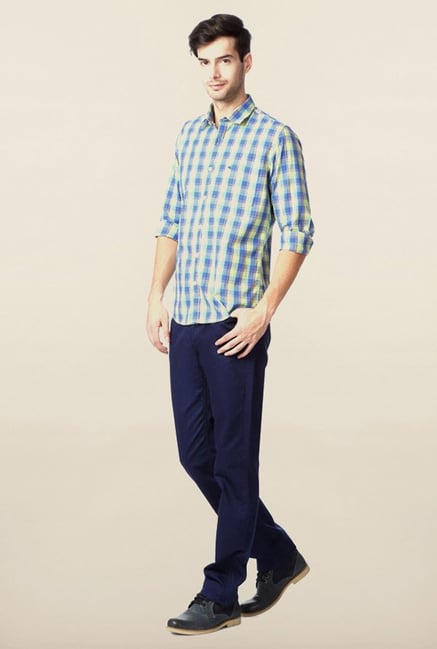 Peter England Blue Checks Casual Shirt Peter England Blue Checks Casual Shirt