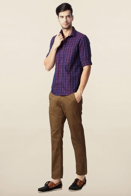 Peter England Purple Checks Casual Shirt Peter England Purple Checks Casual Shirt