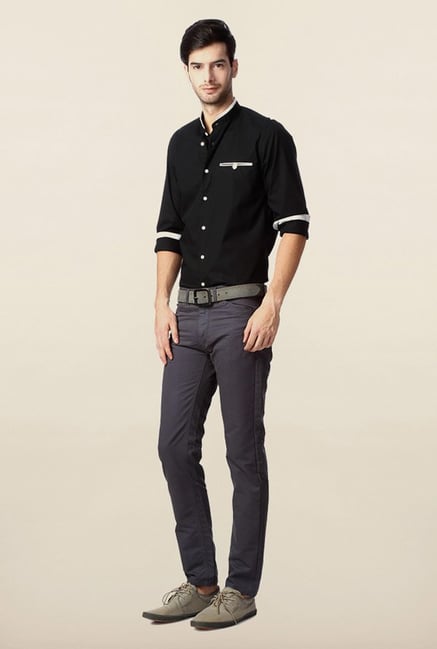 Peter England Black Slim Fit Casual Shirt Peter England Black Slim Fit Casual Shirt