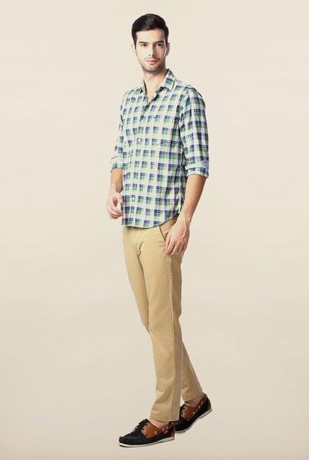 Peter England Green Checks Casual Shirt Peter England Green Checks Casual Shirt